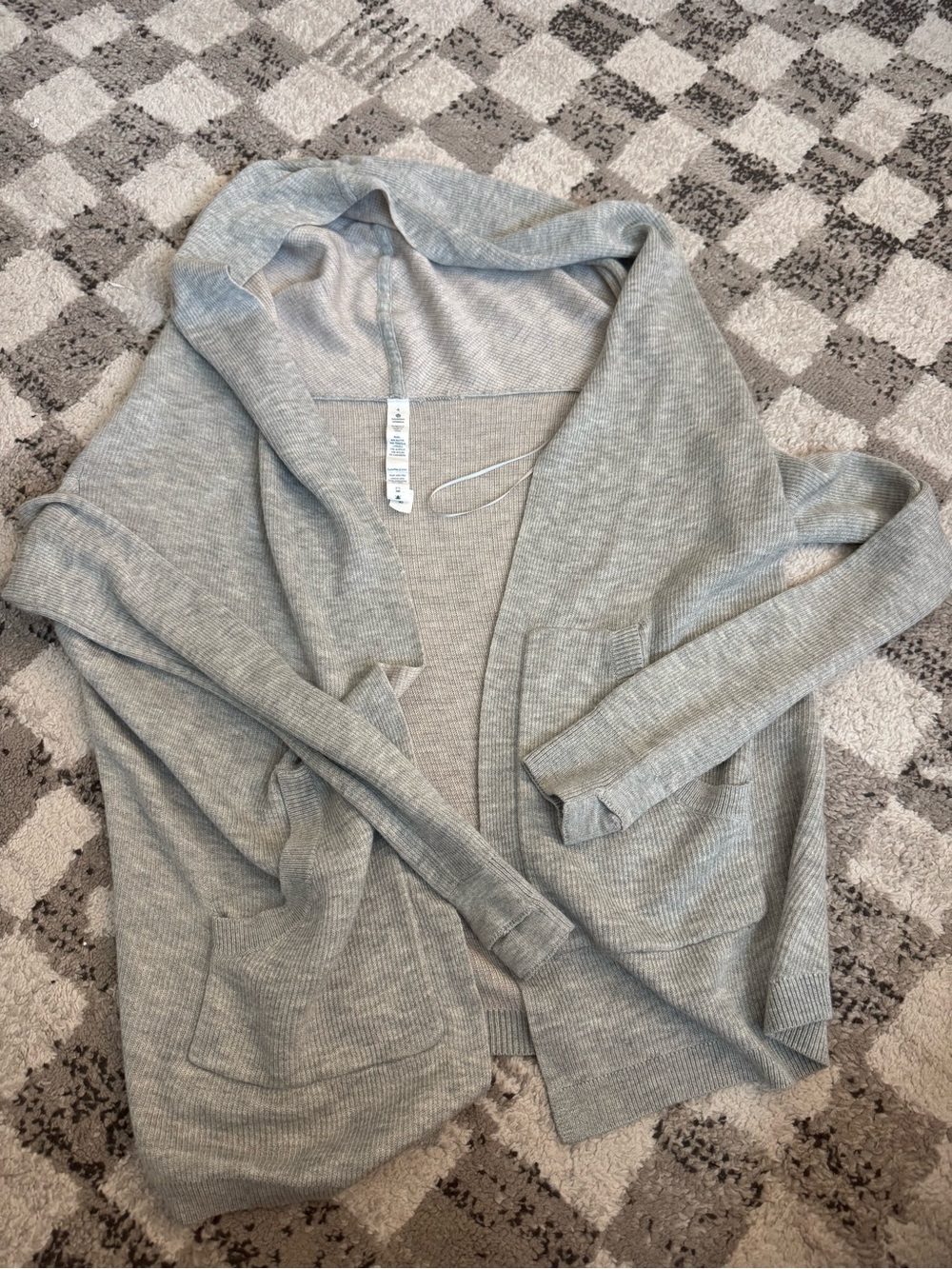 Lululemon Light Gray Women's Reversible Open-Front Hooded Sweater Cardigan